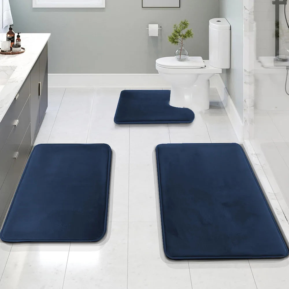 3PC  bathroom waterproof non-slip sponge carpet three-piece set, can wash home decoration