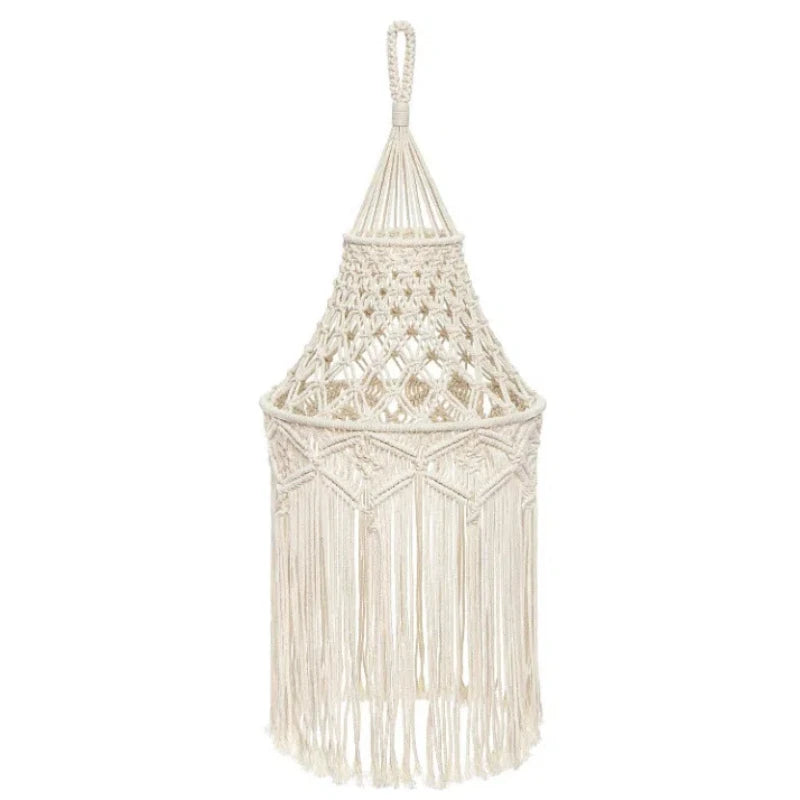 Hanging Lamp Cover Hand Woven Tapestry Lampshade Boho Macrame Style Ceiling Pendant Light Household Bedroom Chandeliers Decor