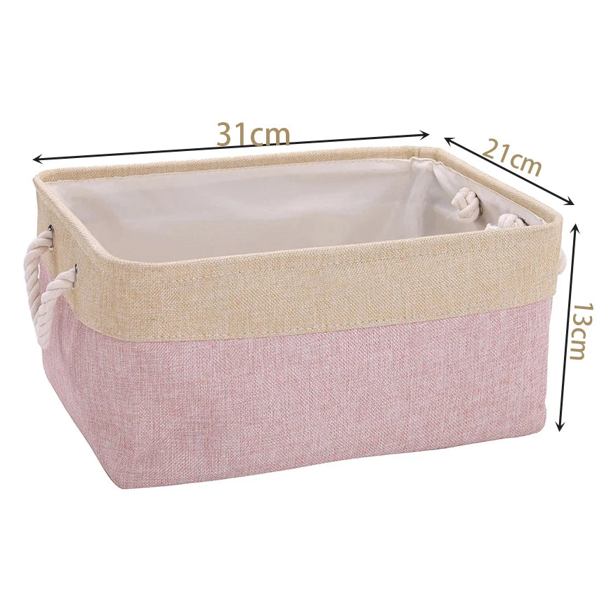 Cotton Linen Folding Storage Baskets Kids Toys Organizer Clothes and Sundries Storage Box Cabinet Storage Bag Laundry Basket