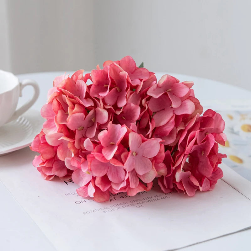 Artificial Flowers Silk Hydrangea Vase for Home Decoration Accessories Wedding Decorative Fake Plants Christmas Garland Material