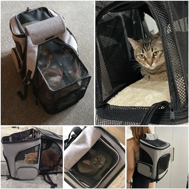 Breathable Pet Cat Carrier Backpack Foldable Pet Carrier Transport Travel Bag Expandable Large Capacity Creative for Cats Dogs