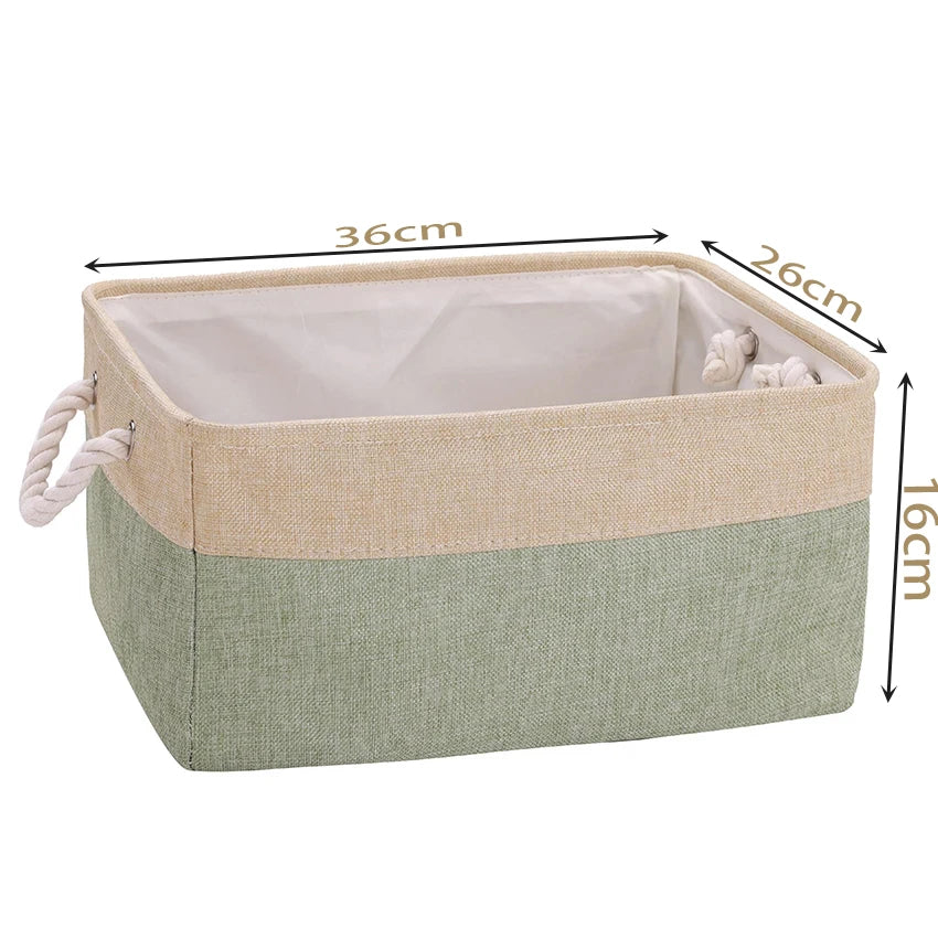 Cotton Linen Folding Storage Baskets Kids Toys Organizer Clothes and Sundries Storage Box Cabinet Storage Bag Laundry Basket