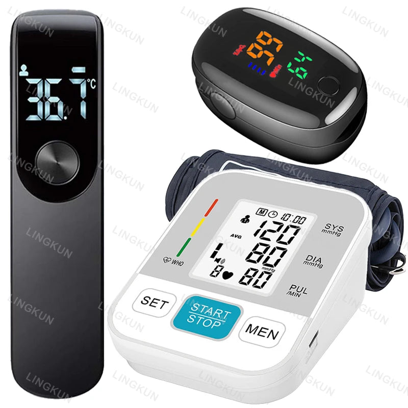 Medical Automatic Pressure Tonometer Tensiometer Heart Rate Pulse Meter BP Monitor Healthy Digital Arm Blood Pressure Meter Cuff