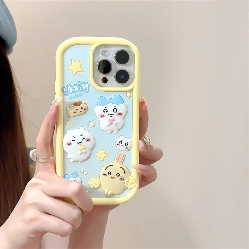 Kawaii Hachiware Usagi Phone Case For IPhone16 15 14 13 12 11 Pro Max INS 3D Stereoscopic Cartoon Anime Soft Silicone Cover Case