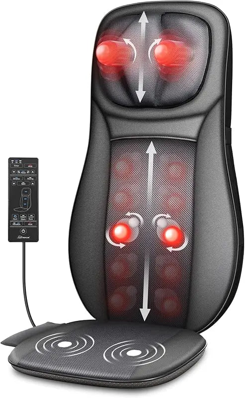 shiatsu Neck & Back Massager with Heat, Full Back Kneading Shiatsu or Rolling Massage, Massage Chair pad with Height Adjustmen